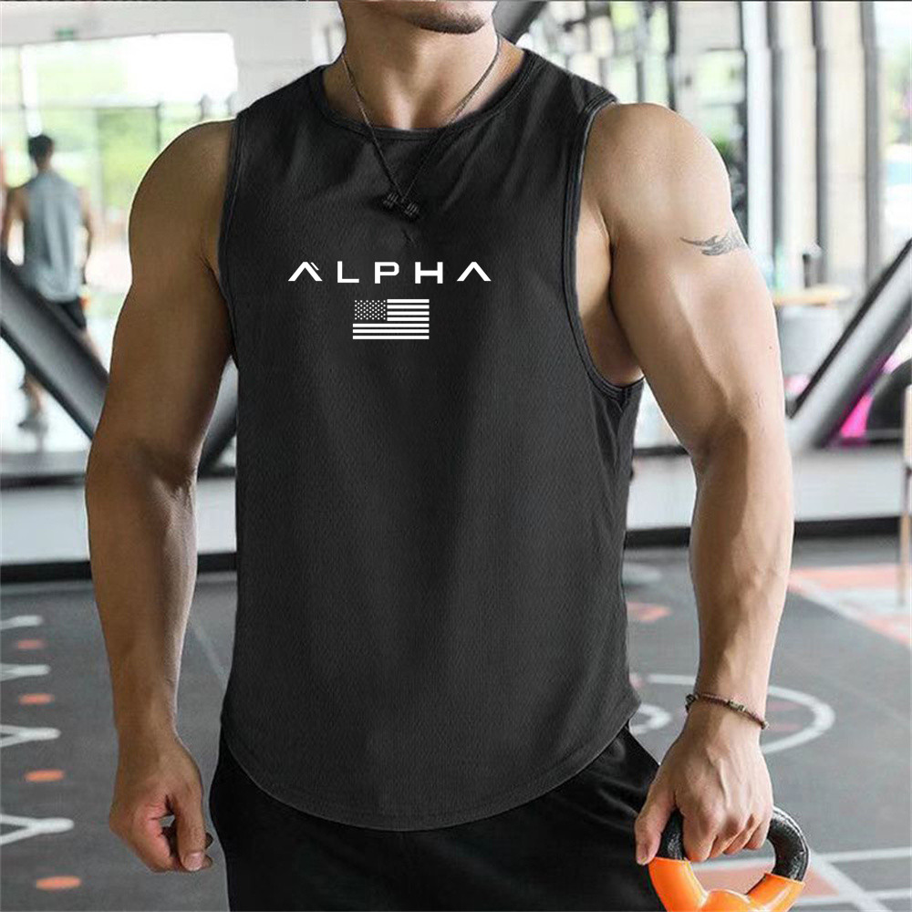 Undershirt Crew Neck - Мужская спортивная майка Alpha с принтом,