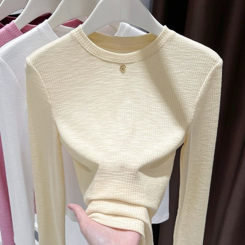 Undershirt Crew Neck - Женская хлопковая футболка с длинным рукавом,